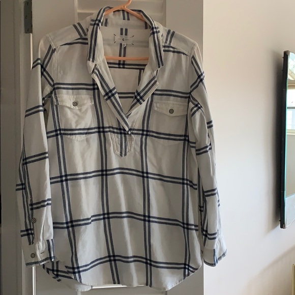 Lou Grey button down so soft shirt white navy S - Picture 1 of 3